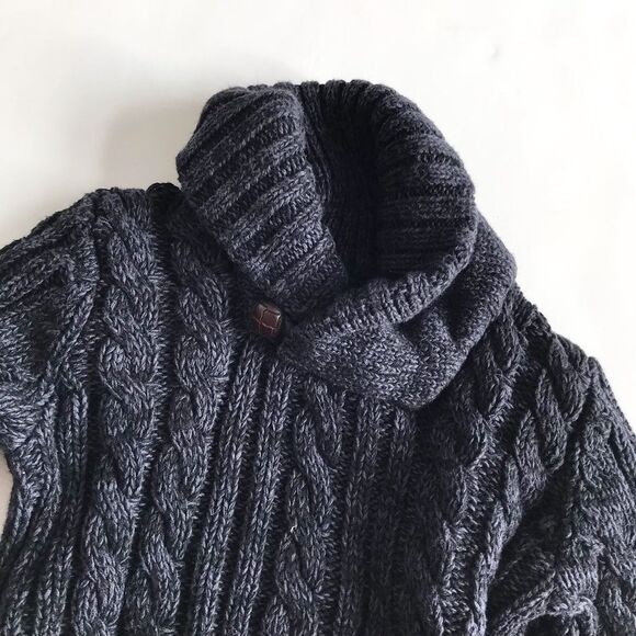 Old Navy gray cable knit cowl neck sweater EUC 18-24 months - Picture 2 of 5